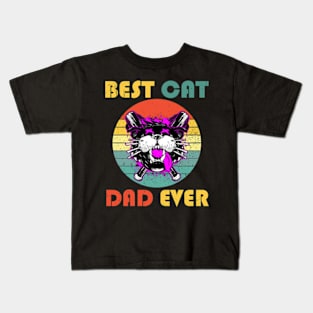 Best Cat Dad Ever Sunset Kids T-Shirt